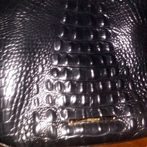 Large Black Crocodile Brahmin purse